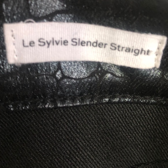Frame Le Sylvie Slender Straight Black Mock Croc Jeans - Size 30. - Picture 4 of 8